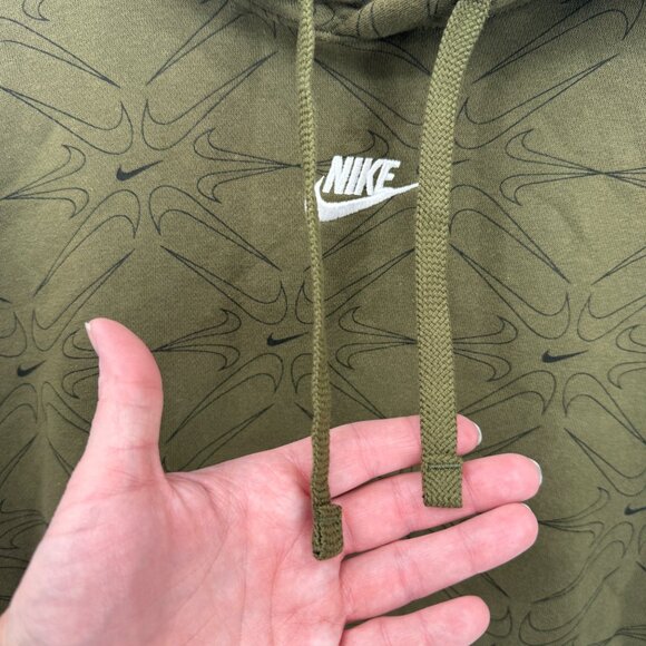 Nike Club Fleece Hoodie Pullover Sweatshirt Mens Large Green Cotton Blend - Picture 5 of 10